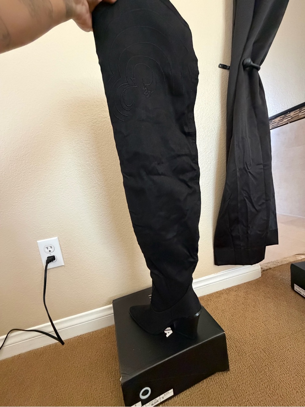 Fashion Nova Black Over-the-Knee Block Heel Boots